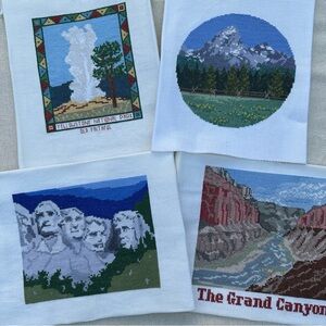 Finished needle point cross stitch wall art Grand Canyon Yellowstone